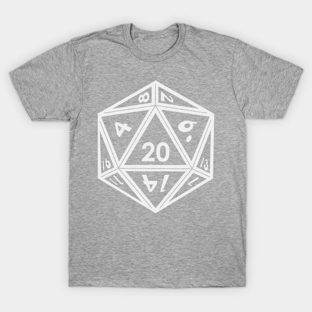 Transparent D20 Dice (White Outline) Full Size T-Shirt by Stupid Coffee Designs